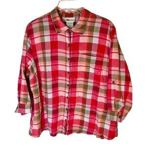 Women’s Dickies Pink Plaid Flannel Shirt Size XL Worn By Actress On TV Show